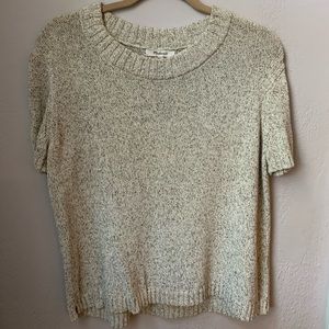 Short sleeve heather knit sweater